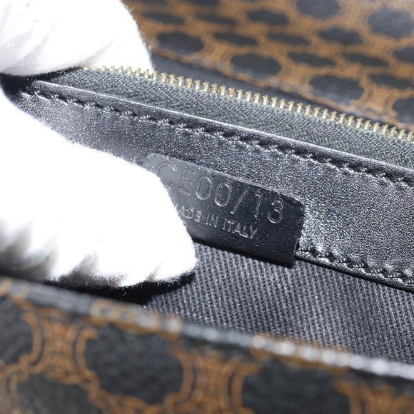 CELINE Macadam Canvas Clutch Bag PVC Leather Black Gold Auth 153735