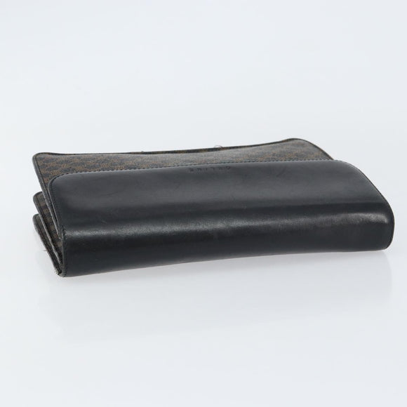 CELINE Macadam Canvas Clutch Bag PVC Leather Black Gold Auth 153735