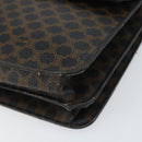 CELINE Macadam Canvas Clutch Bag PVC Leather Black Gold Auth 153735-8