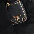 PRADA Hand Bag Nylon Leather Navy Gold BR3684 Auth 153736V-17