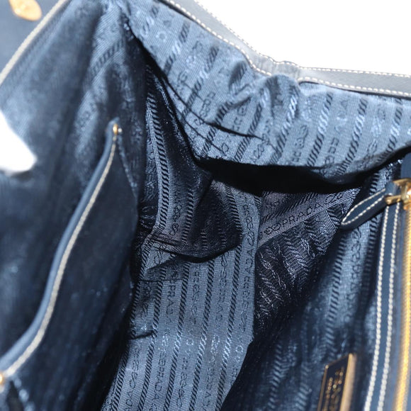 PRADA Hand Bag Nylon Leather Navy Gold BR3684 Auth 153736V