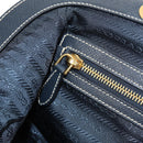 PRADA Hand Bag Nylon Leather Navy Gold BR3684 Auth 153736V-22
