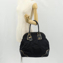 PRADA Hand Bag Nylon Leather Navy Gold BR3684 Auth 153736V-24