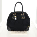 PRADA Hand Bag Nylon Leather Navy Gold BR3684 Auth 153736V-12