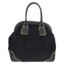 PRADA Hand Bag Nylon Leather Navy Gold BR3684 Auth 153736V-2