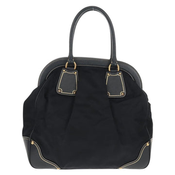 PRADA Hand Bag Nylon Leather Navy Gold BR3684 Auth 153736V - 0