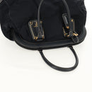 PRADA Hand Bag Nylon Leather Navy Gold BR3684 Auth 153736V-6
