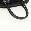 PRADA Hand Bag Nylon Leather Navy Gold BR3684 Auth 153736V-7