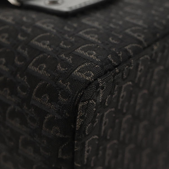 Christian Dior Trotter Canvas Vanity Pouch Black Silver Auth 153737V