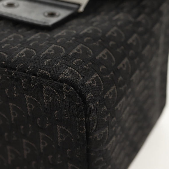 Christian Dior Trotter Canvas Vanity Pouch Black Silver Auth 153737V
