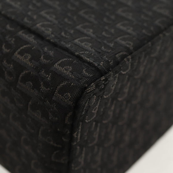 Christian Dior Trotter Canvas Vanity Pouch Black Silver Auth 153737V
