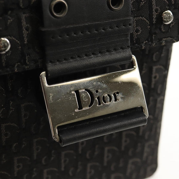 Christian Dior Trotter Canvas Vanity Pouch Black Silver Auth 153737V