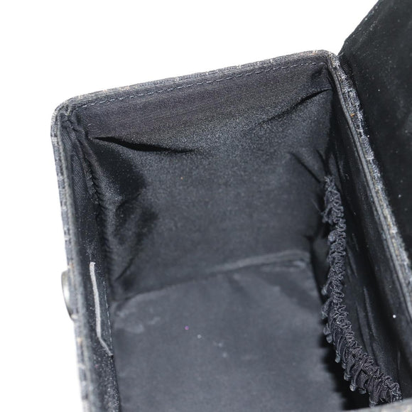 Christian Dior Trotter Canvas Vanity Pouch Black Silver Auth 153737V