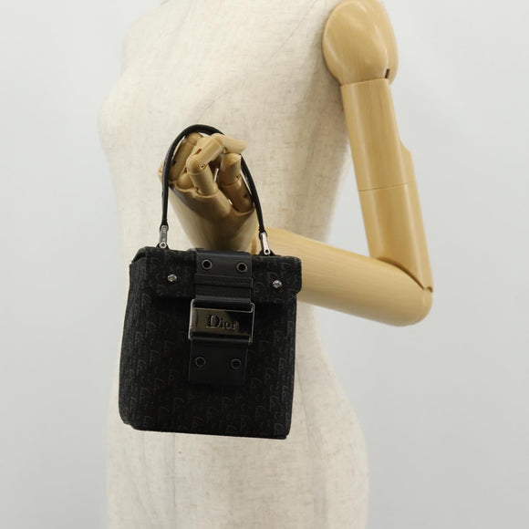 Christian Dior Trotter Canvas Vanity Pouch Black Silver Auth 153737V