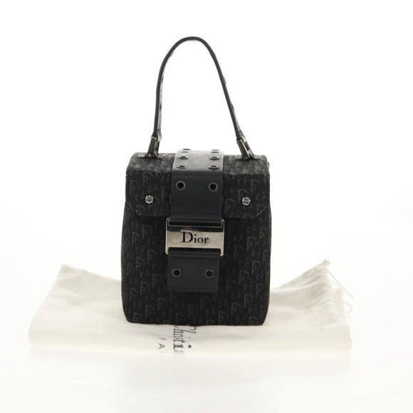 Christian Dior Trotter Canvas Vanity Pouch Black Silver Auth 153737V