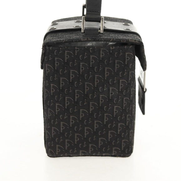 Christian Dior Trotter Canvas Vanity Pouch Black Silver Auth 153737V