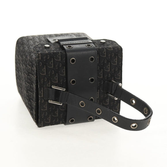 Christian Dior Trotter Canvas Vanity Pouch Black Silver Auth 153737V