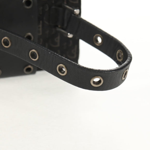 Christian Dior Trotter Canvas Vanity Pouch Black Silver Auth 153737V