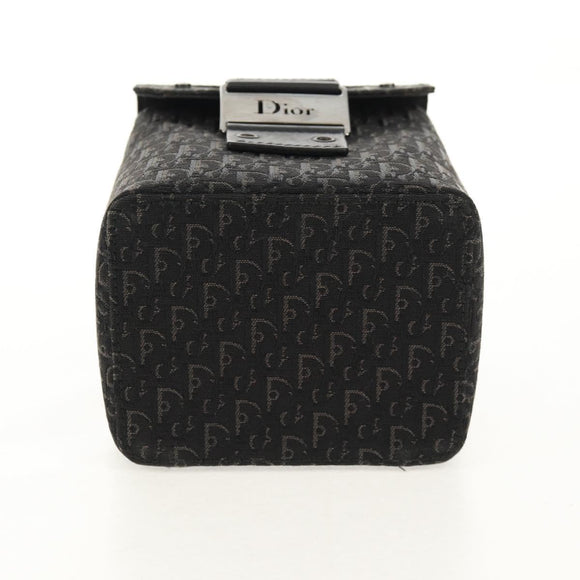 Christian Dior Trotter Canvas Vanity Pouch Black Silver Auth 153737V