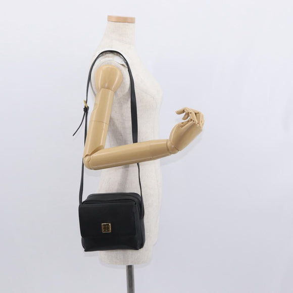 GIVENCHY Shoulder Bag Leather Black Gold Auth 153738