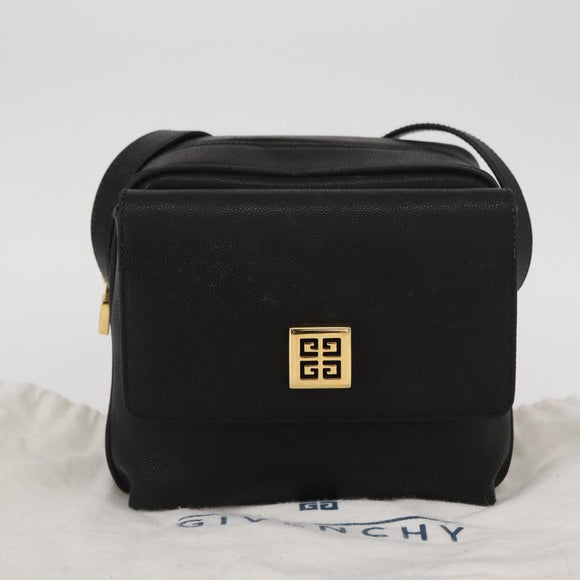 GIVENCHY Shoulder Bag Leather Black Gold Auth 153738