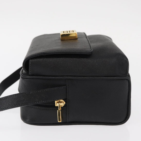 GIVENCHY Shoulder Bag Leather Black Gold Auth 153738