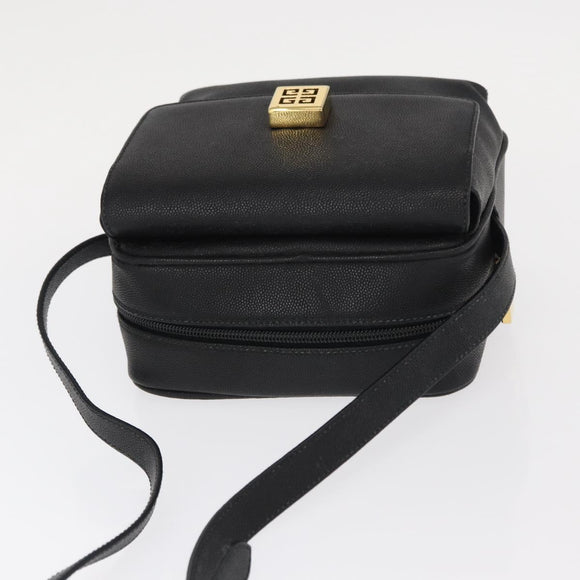 GIVENCHY Shoulder Bag Leather Black Gold Auth 153738