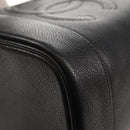 CHANEL COCO Mark Vanity Pouch Caviar Skin Black Gold CC Auth 153739SAV-11