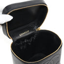 CHANEL COCO Mark Vanity Pouch Caviar Skin Black Gold CC Auth 153739SAV-16
