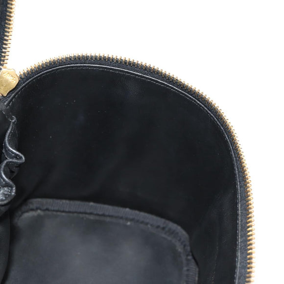 CHANEL COCO Mark Vanity Pouch Caviar Skin Black Gold CC Auth 153739SAV