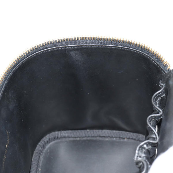 CHANEL COCO Mark Vanity Pouch Caviar Skin Black Gold CC Auth 153739SAV