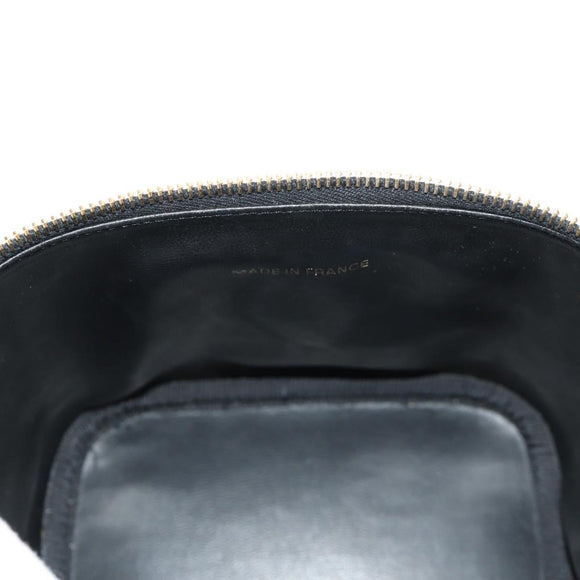 CHANEL COCO Mark Vanity Pouch Caviar Skin Black Gold CC Auth 153739SAV