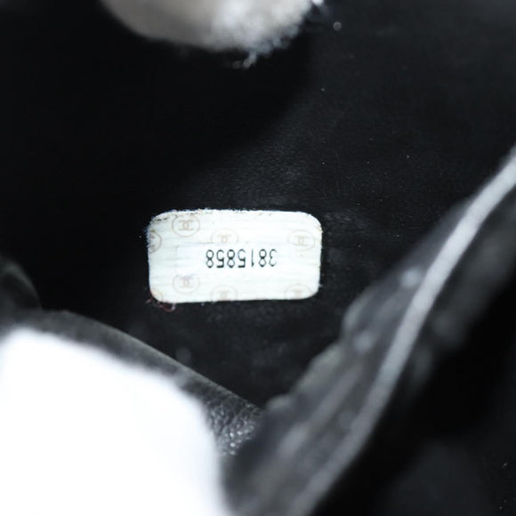 CHANEL COCO Mark Vanity Pouch Caviar Skin Black Gold CC Auth 153739SAV