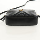 SAINT LAURENT Shoulder Bag Lamb Skin Black Gold Auth 153740SAM-5