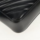 SAINT LAURENT Shoulder Bag Lamb Skin Black Gold Auth 153740SAM-15