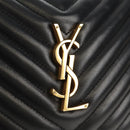 SAINT LAURENT Shoulder Bag Lamb Skin Black Gold Auth 153740SAM-19