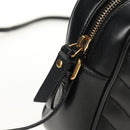 SAINT LAURENT Shoulder Bag Lamb Skin Black Gold Auth 153740SAM-20