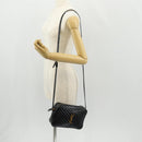 SAINT LAURENT Shoulder Bag Lamb Skin Black Gold Auth 153740SAM-26