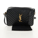 SAINT LAURENT Shoulder Bag Lamb Skin Black Gold Auth 153740SAM-12