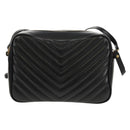 SAINT LAURENT Shoulder Bag Lamb Skin Black Gold Auth 153740SAM-2