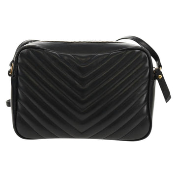 SAINT LAURENT Shoulder Bag Lamb Skin Black Gold Auth 153740SAM - 0