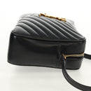 SAINT LAURENT Shoulder Bag Lamb Skin Black Gold Auth 153740SAM-4
