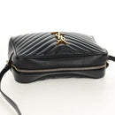 SAINT LAURENT Shoulder Bag Lamb Skin Black Gold Auth 153740SAM-6
