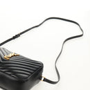 SAINT LAURENT Shoulder Bag Lamb Skin Black Gold Auth 153740SAM-14