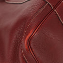 HERMES Garden Party PM Hand Bag Leather Wine Red Silver Auth 153742V-10