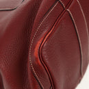 HERMES Garden Party PM Hand Bag Leather Wine Red Silver Auth 153742V-12