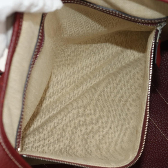 HERMES Garden Party PM Hand Bag Leather Wine Red Silver Auth 153742V