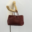 HERMES Garden Party PM Hand Bag Leather Wine Red Silver Auth 153742V-21
