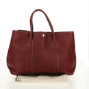 HERMES Garden Party PM Hand Bag Leather Wine Red Silver Auth 153742V-22
