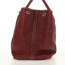 HERMES Garden Party PM Hand Bag Leather Wine Red Silver Auth 153742V-4